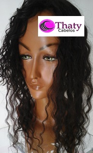 Prótese capilar cacheada 50 cm franjão