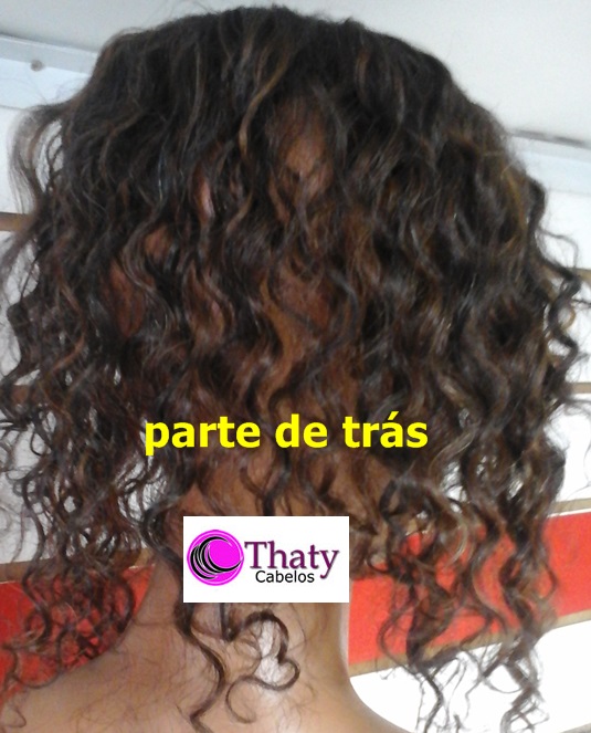 Prótese capilar 40 cm cacheada cabelo natural-9780