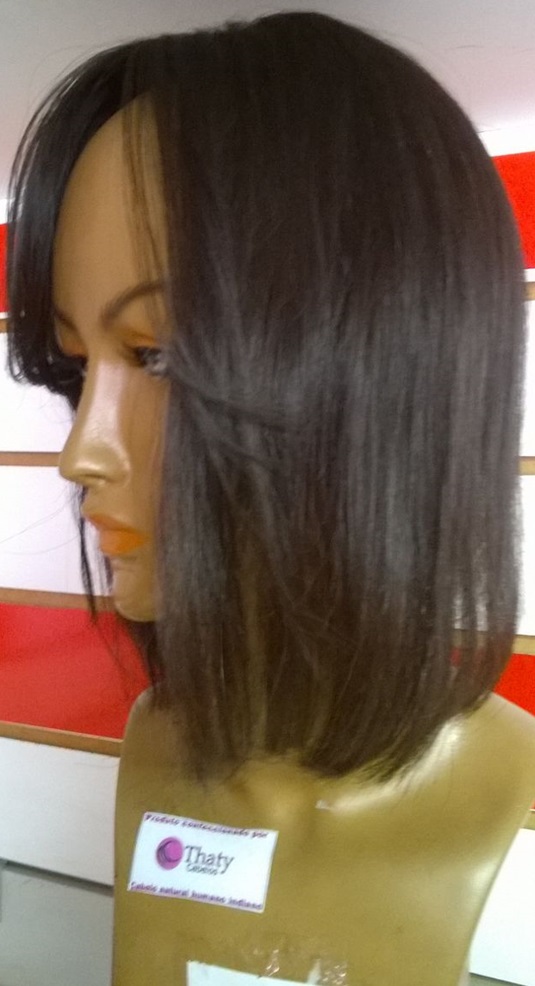 Prótese chanel castanho cabelo humano-9907