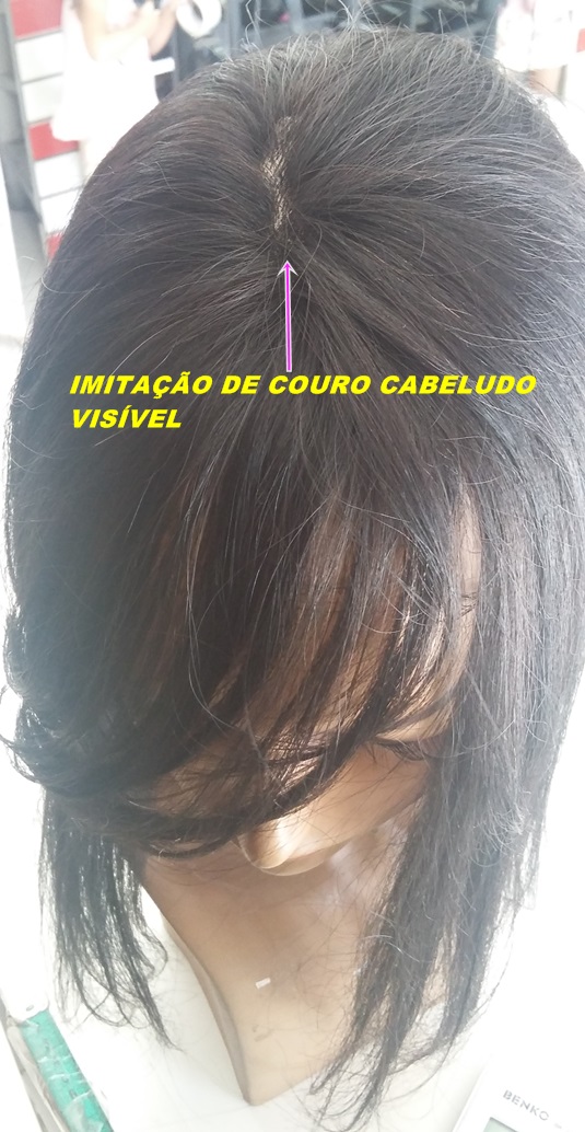 Prótese capilar franja repicada com imitação de couro 50 cm 70 gramas-9818