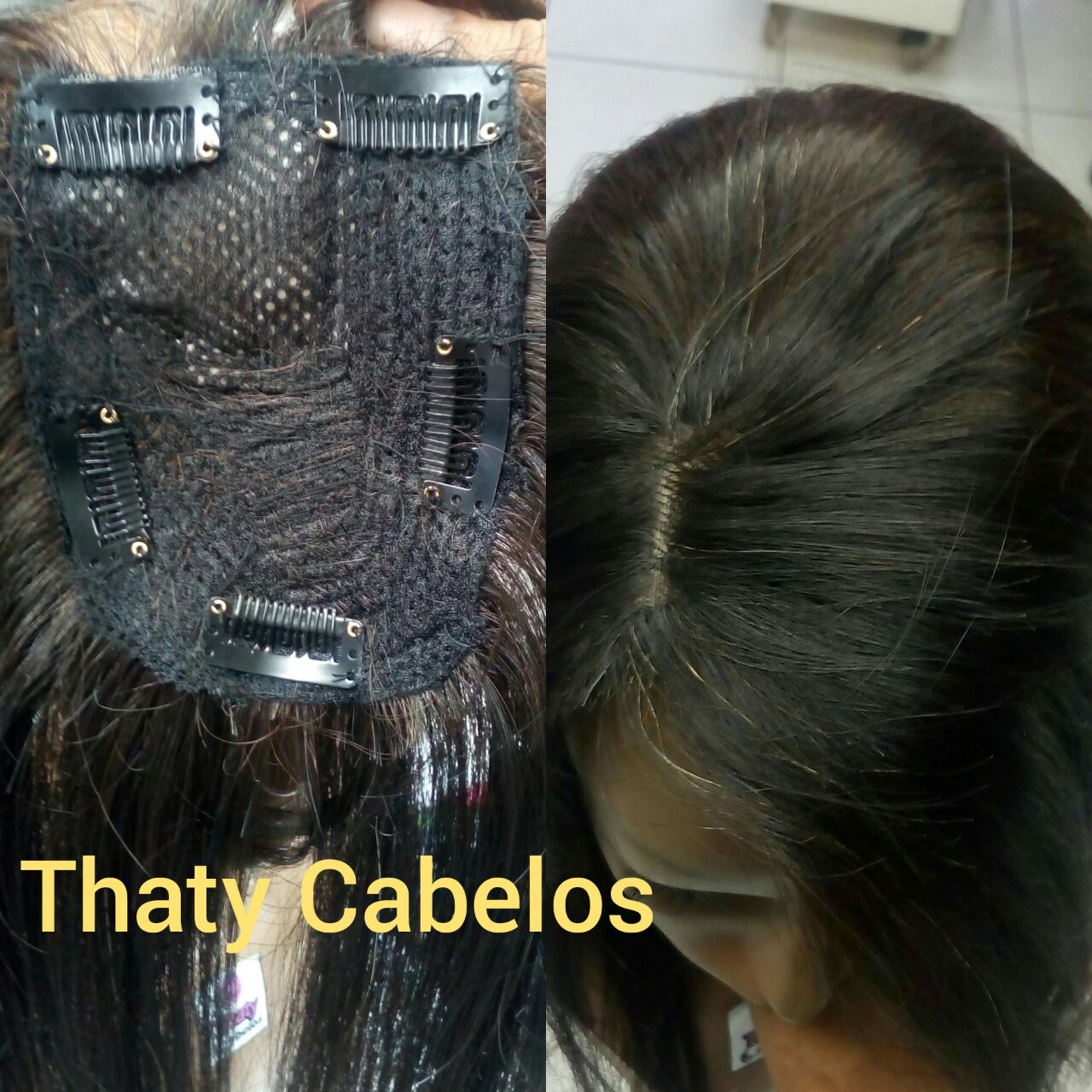 Prótese capilar 50 cm com imitação lateral(lado direito) + Aplique tic tac 50 cm 2 peças-0