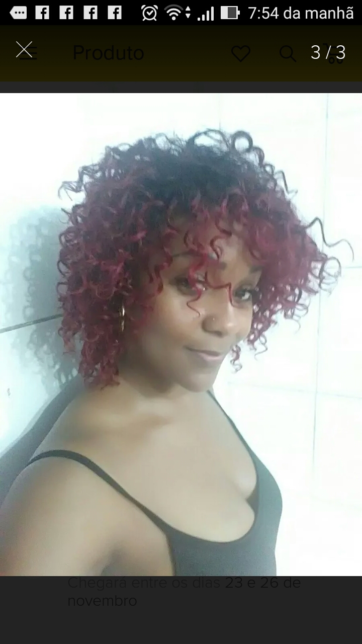 Wig Fibra Organica Ondulada Ombre Hair Vermelho Intenso-10110