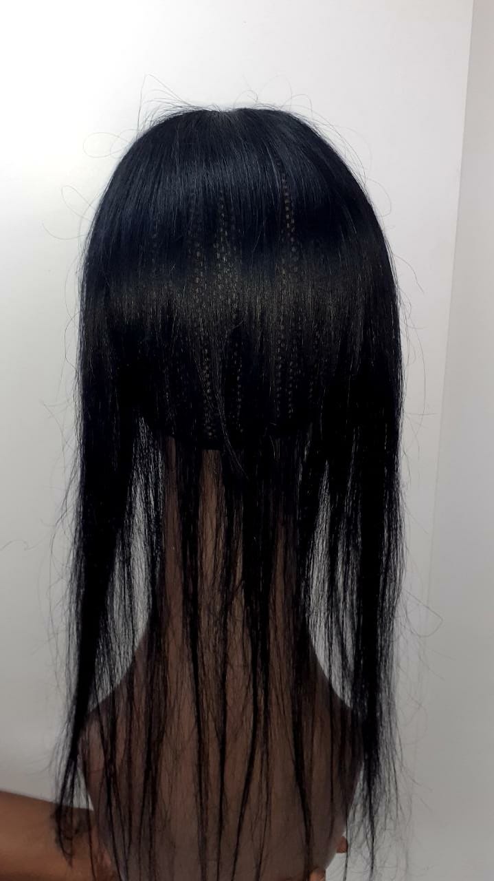 Franjão 50 cm com imitação de couro cabeludo no meio-CastanhoEscuro RESERVE PELO WHATSAPP 11948854505-10740