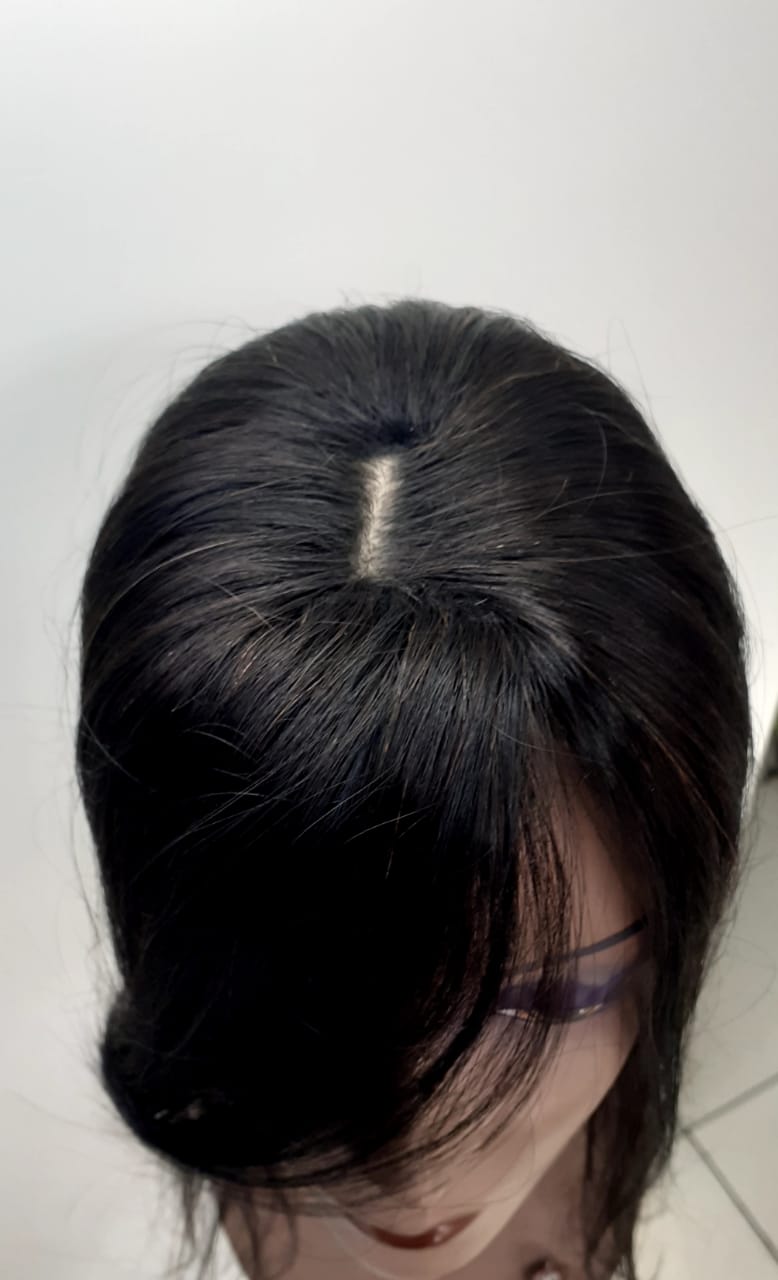 Franjão 50 cm com imitação de couro cabeludo no meio-CastanhoEscuro RESERVE PELO WHATSAPP 11948854505-10742