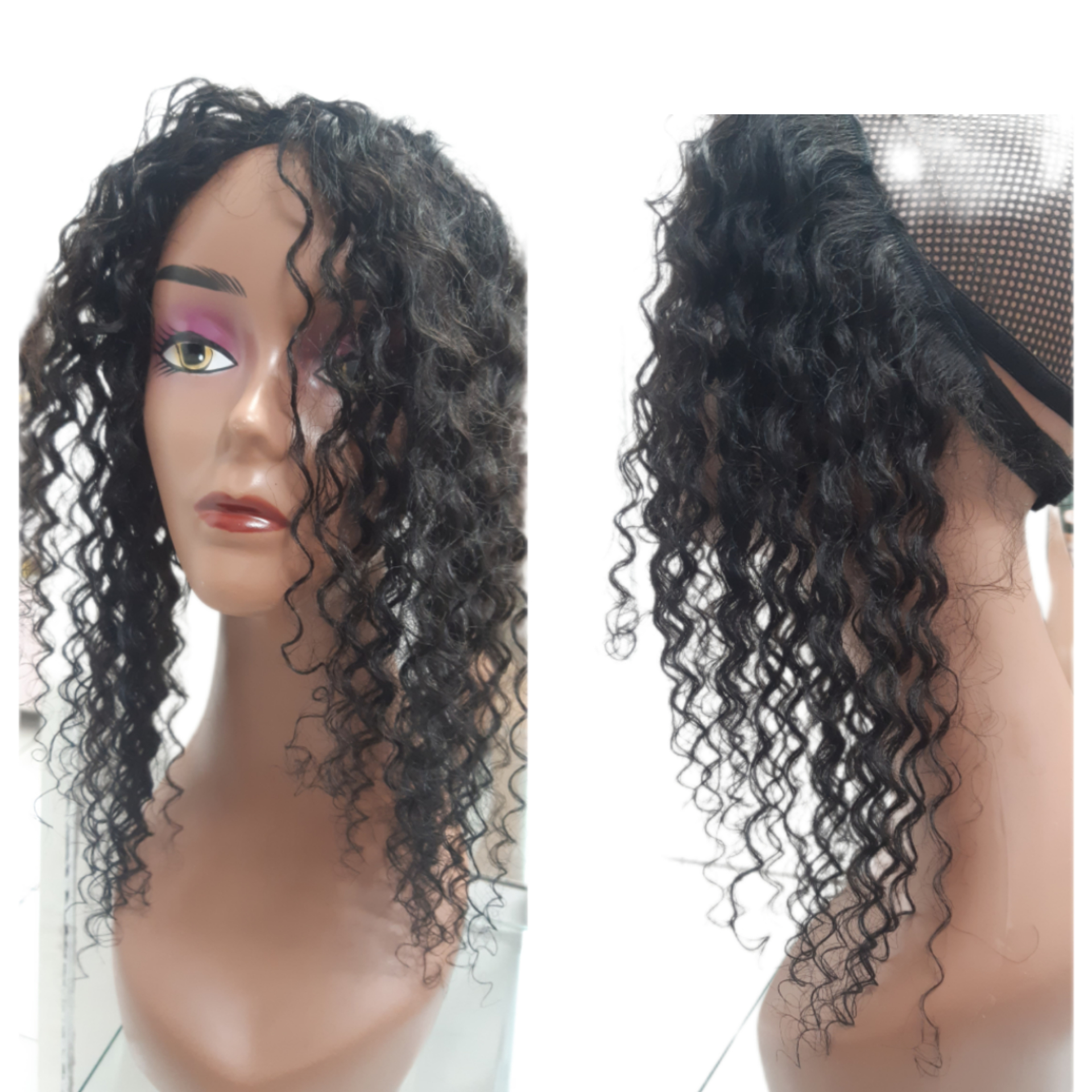 Disfarce Frontal com velcro 40 cm cacho 2 cabelo humano disfarça falhas-0
